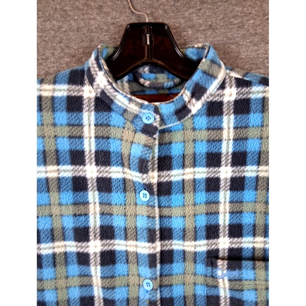 Outback Trading Co Womens Shirt S Blue Plaid Fleece Ladies Big Shacket Oversized